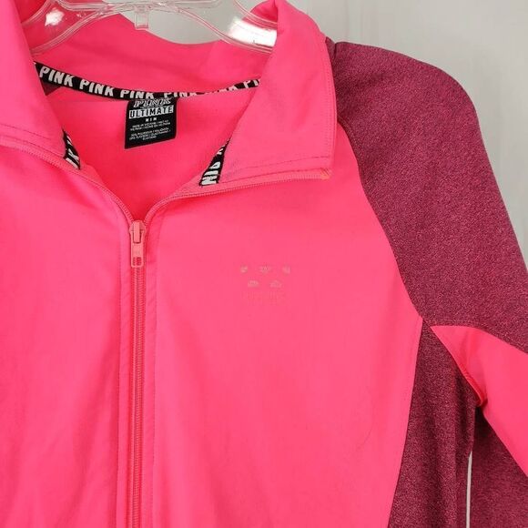 Victoria's Secret PINK ULTIMATE Half Zip Up Pink Heathered Spellout Women's Size - Picture 3 of 8
